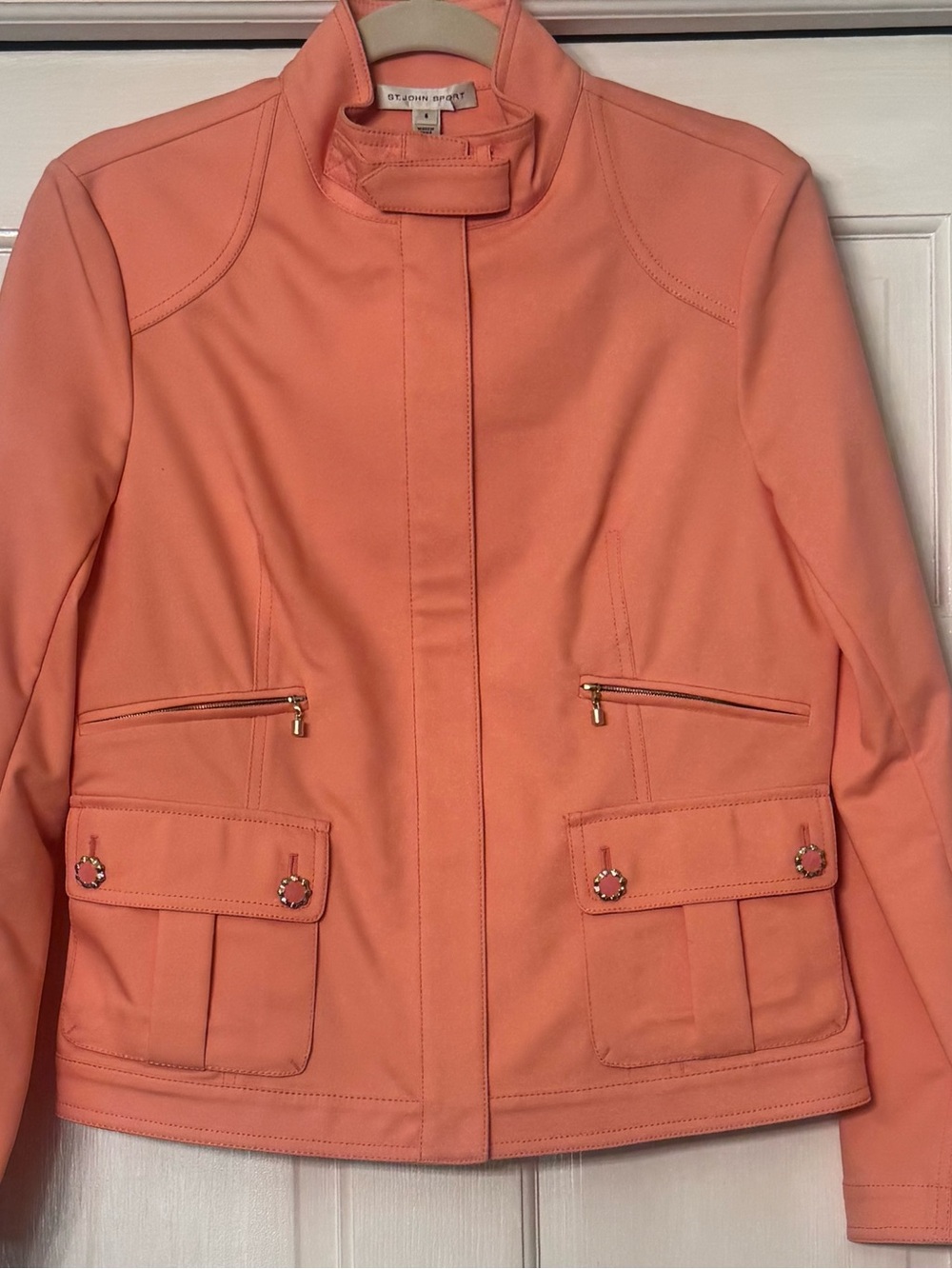 St. John Sport Coral Zip Pocket Sport Jacket. Size 6